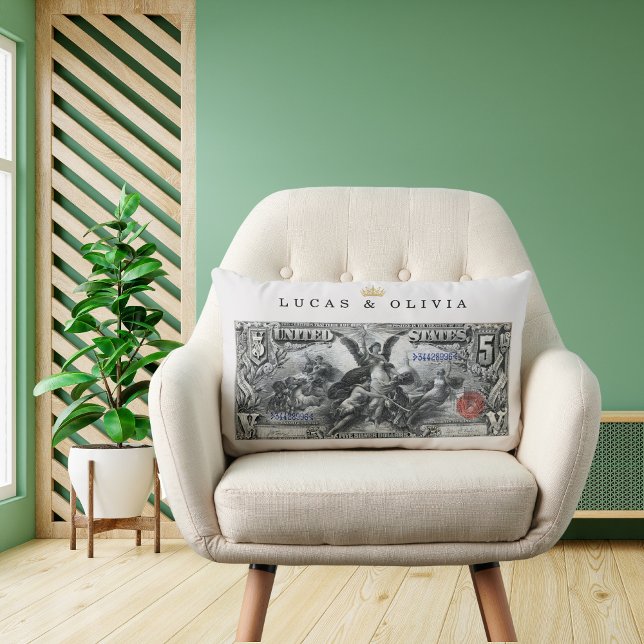 1896 Silver Certificate Bank Note – Couple's Gift  Lumbar Cushion (Creator Uploaded)
