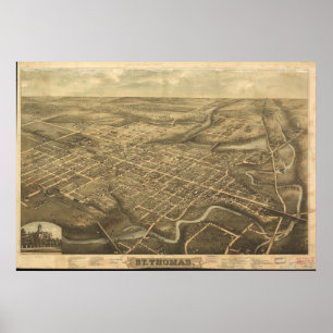 1896 St. Thomas, Ontario Bird's Eye Panoramic Map Poster