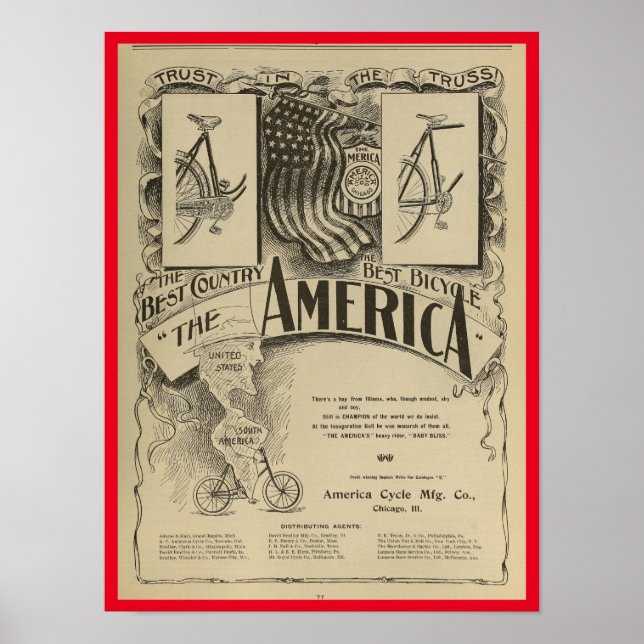 1896 Vintage Bicycle Magazine Ad Art Poster (Front)