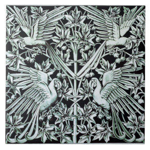 1897 Antique Macaws and Plane Trees Pattern Tile