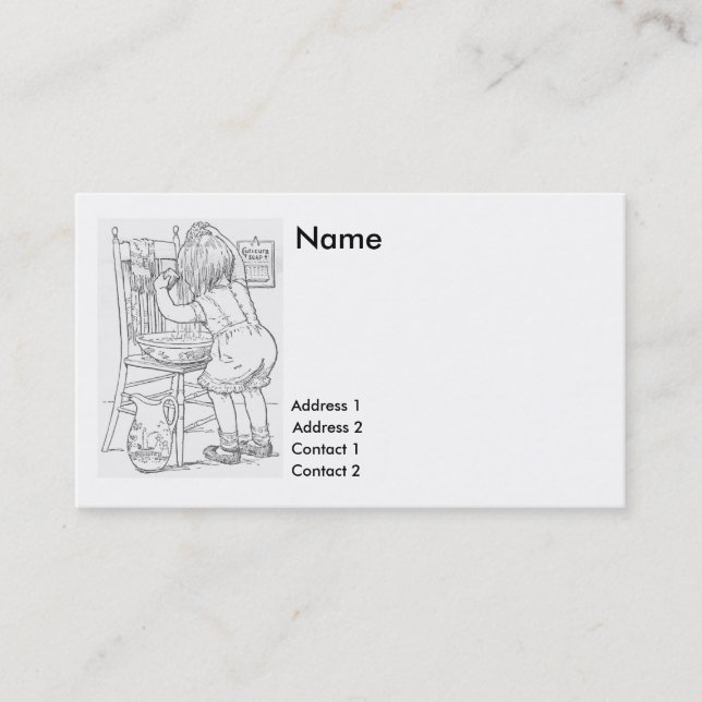 1897- baby washing own hair in pan business card (Front)