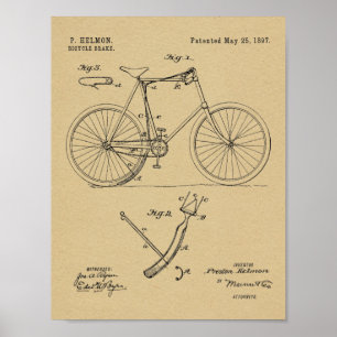 1897 Bicycle Brake Patent Art Drawing Print