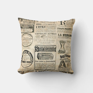 1897 French Newspaper Advertisement Cushion
