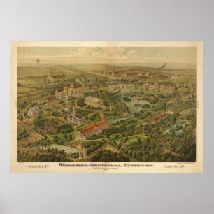 1897 Nashville, TN Centennial Expo Panoramic Map Poster