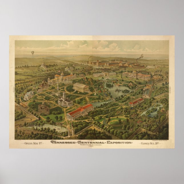 1897 Nashville, TN Centennial Expo Panoramic Map Poster (Front)