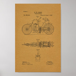 1897 Vintage Steam Bicycle Patent Art Print