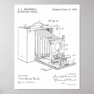 1898 Folding Camera Patent Art Drawing Print