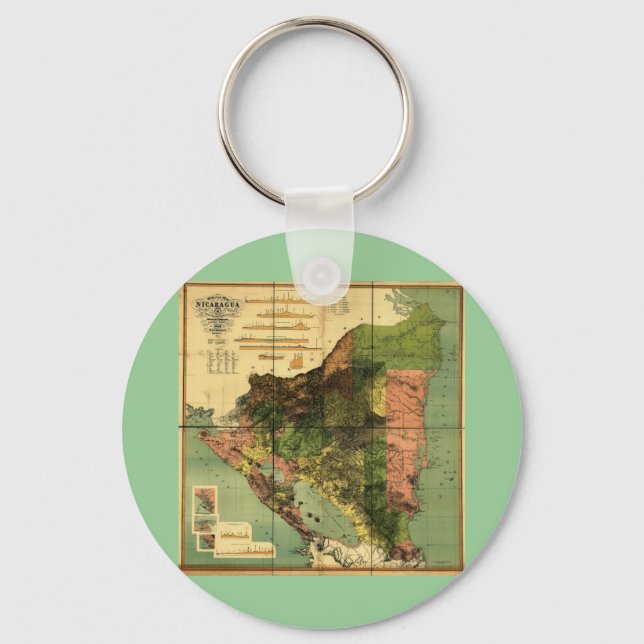 1898 Official Map of Nicaragua Key Ring (Front)