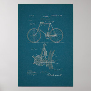 1898 Vintage Bicycle Patent Print Blueprint Art