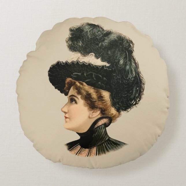 1899 Hat for Ladies #16 (Victorian era) Round Cushion (Front)