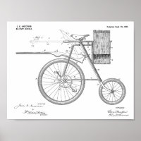 1899 Military Bicycle Patent Art Drawing Print