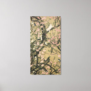 18.桃花小禽図, 若冲 Peach Blossoms & Small Birds, Jakuchū Canvas Print