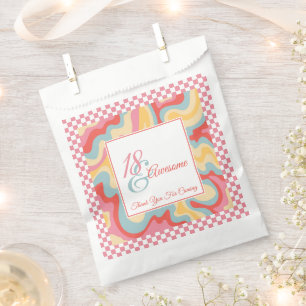 18 and Awesome Pink Groovy Check Birthday  Favour Bags
