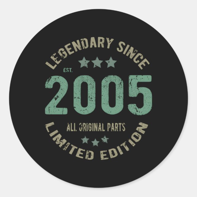 18 Bday Legend Since 2005 18Th Classic Round Sticker (Front)