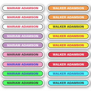 18 Colourful Name Stickers for Kids' Belongings