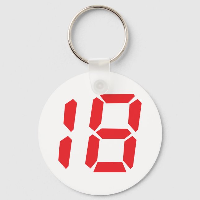18 eighteen red alarm clock digital number key ring (Front)