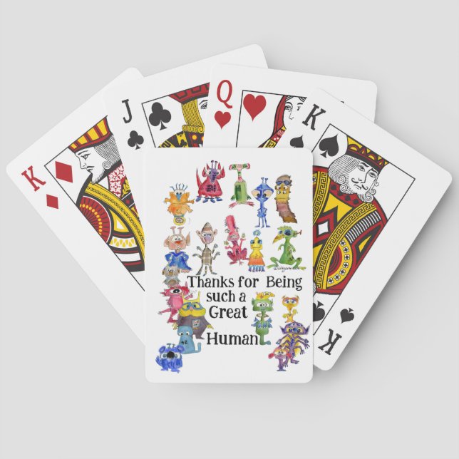 18 Funny Cartoon Aliens Express Thanks Playing Cards (Back)