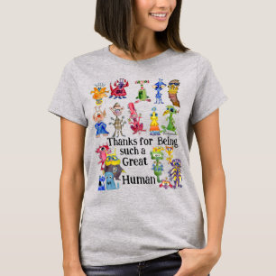 18 Funny Cartoon Aliens Express Thanks T-Shirt