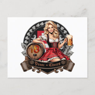 18. Geburtstag - Blondes Dirndl sagt Prost Cheers Postcard