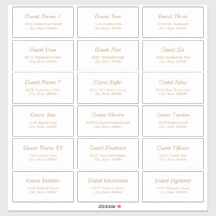 18 Guest Address Labels White Golden Beige Sticker