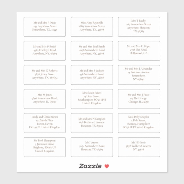 18 Individual Event Guest Name Addresses Brown (Sheet)