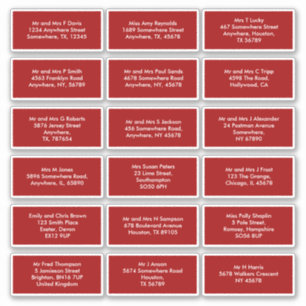 18 Individual Recipient Names Addresses Red