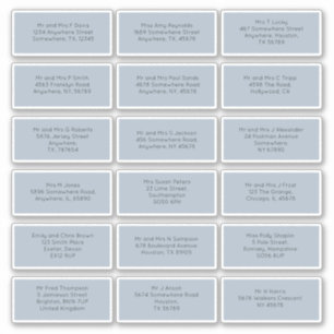 18 Individual Wedding Guest Names Addresses Blue