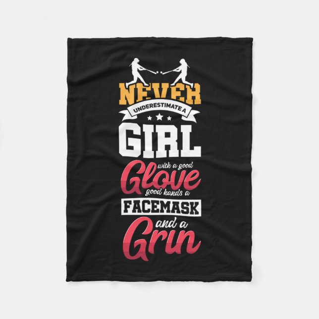 18.Never Underestimate A Girl With A Good Glove Go Fleece Blanket (Front)