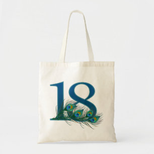 18 Peacock Feather Anniversary Elegant Tote Bag