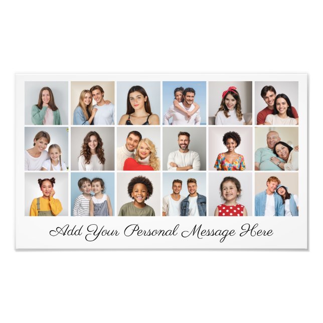 18 Photo Collage Add A Greeting Photo Enlargement Print (Front)