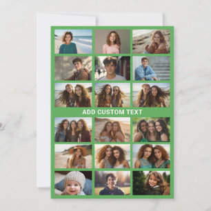 18 photo collage maker - with 1 line of text Green Holiday Card