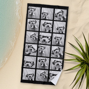 18 Photo Collage - Modern Stacked Grid Beach Towel