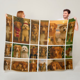 18 Photo Collage Personalised Template Fleece Blanket