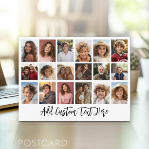 18 Photo Collage with black text on white Postcard