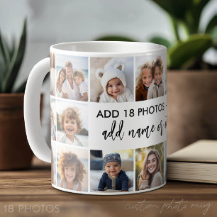 18 Photo Collage with Modern Text in Centre Coffee Mug