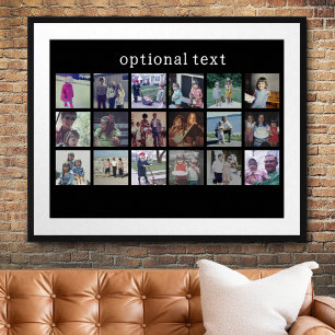 18 Photo Collage with white text on black Poster