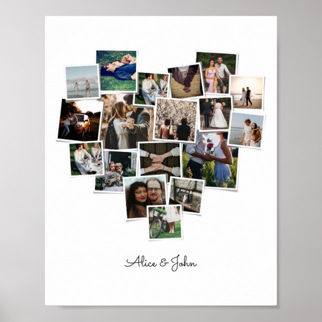 18 Photos Collage Heart Shape Poster (Front)