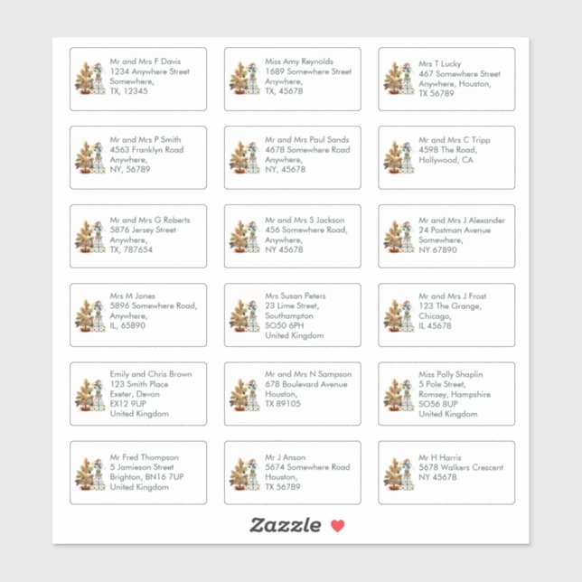 18 Recipient Name Address Mice Christmas  (Sheet)