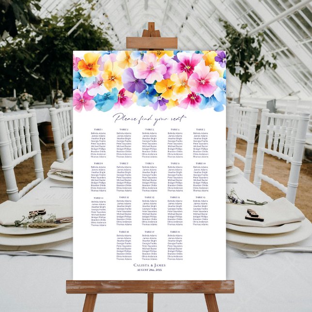 18 Table Colourful Floral Wedding Seating Chart (Creator Uploaded)