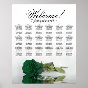 18 Table Elegant Emerald Green Rose Seating Chart