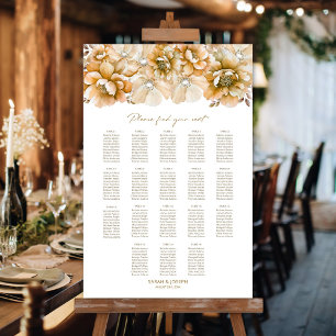 18 Table Orange Floral Wedding Seating Chart