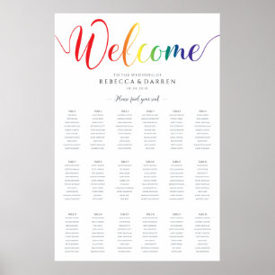 18 Table Rainbow Gay Lesbian Wedding Seating Chart