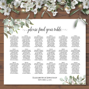 18 Table Rustic Eucalyptus Wedding Seating Chart