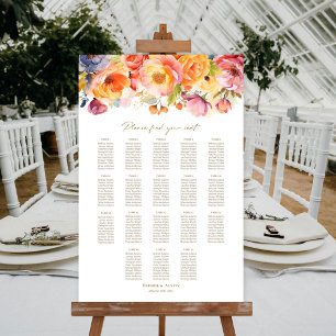 18 Table Spring Floral Wedding Seating Chart