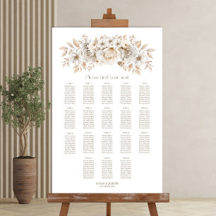 18 Table White Floral Wedding Seating Chart