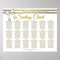 18 Table White & Gold Ribbon Wedding Seating Chart