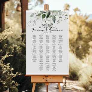 18 tables elegant greenery wedding seating chart