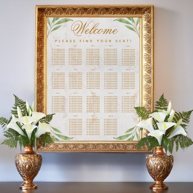 18 Tables Seating Chart Leaves Greenery Botanical  (Creator Uploaded)