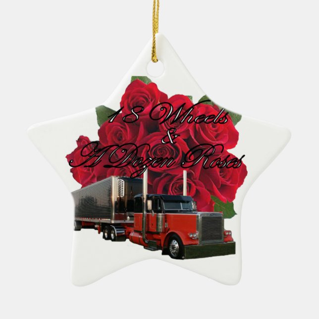 18 Wheels and a Dozen Roses Ceramic Tree Decoration (Front)