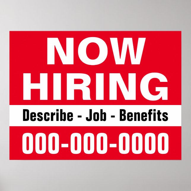 18" x 24" Now Hiring and Description Paper Poster (Front)